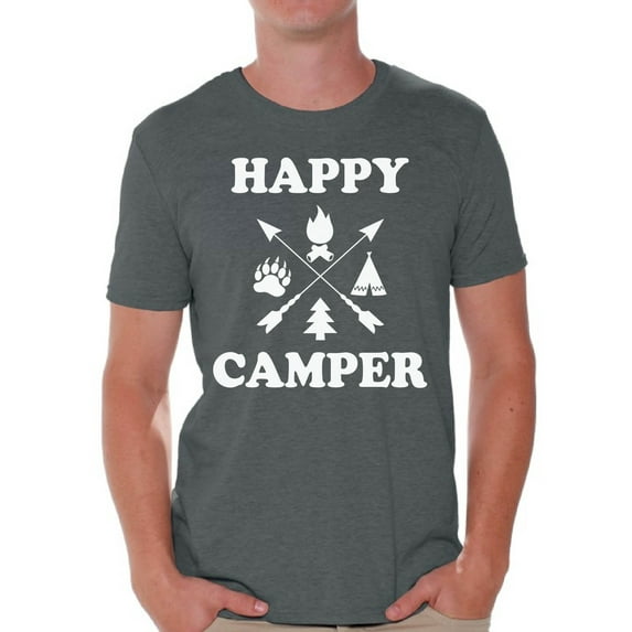 Awkward Styles Happy Mens Shirt Happy Camper Men's T Shirt Cute Camping Clothes for Him Happy Camper Shirt for Boyfriend Camping Lovers Gifts Camper T Shirt for Dad Happy Camper Shirt for Men