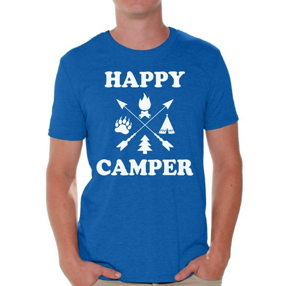 Awkward Styles Happy Mens Shirt Happy Camper Men's T Shirt Cute Camping Clothes for Him Happy Camper Shirt for Boyfriend Camping Lovers Gifts Camper T Shirt for Dad Happy Camper Shirt for Men