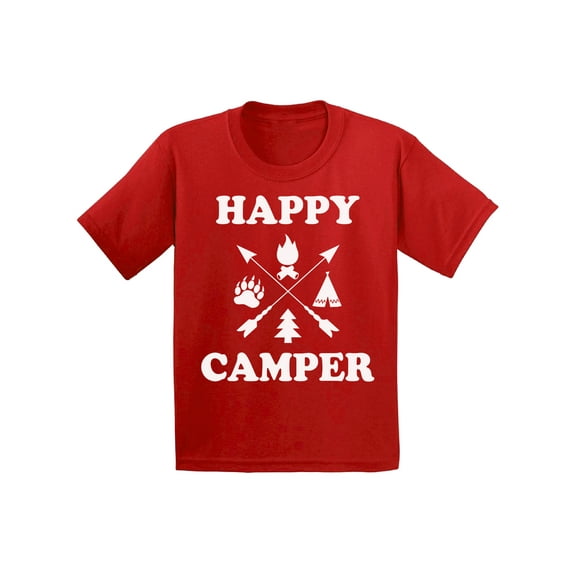 Awkward Styles Happy Shirt for Kids Happy Cute Camper Shirt for Kids Camping T Shirt for Boys Happy Camper Shirt for Girls Camping Lovers Gifts Camper T Shirt for Children Happy Camper Shirt for Kids