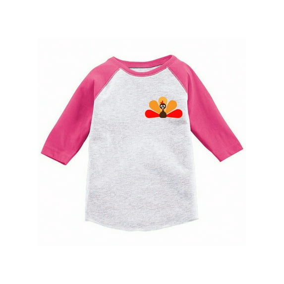 Awkward Styles Happy Thanksgiving Day T-Shirt for Girls Boys Turkey Raglan Shirt Kids Pocket Print