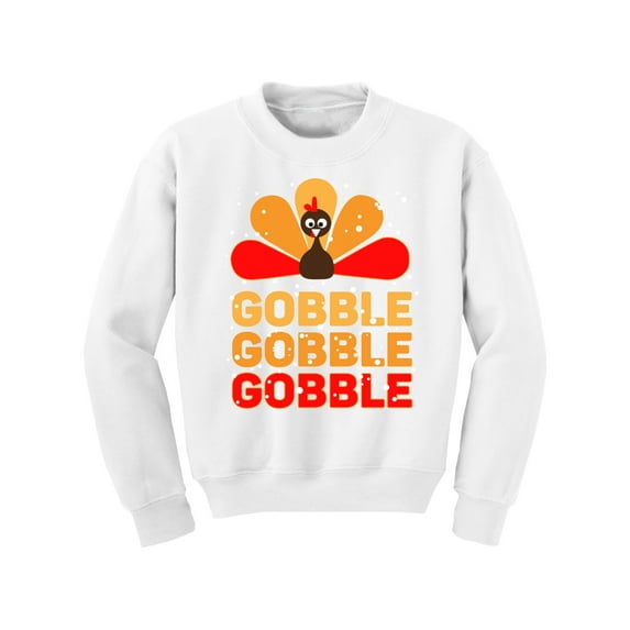 Awkward Styles Happy Thanksgiving Day Youth Sweatshirt for Boys Girls Gobble Turkey Crewneck Tops for Kids