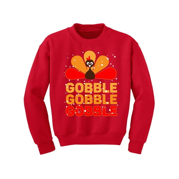 Awkward Styles Happy Thanksgiving Day Youth Sweatshirt for Boys Girls Gobble Turkey Crewneck Tops for Kids