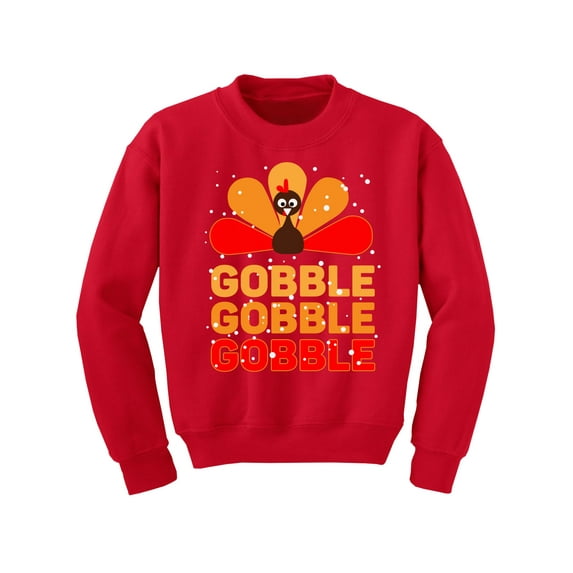 Awkward Styles Happy Thanksgiving Day Youth Sweatshirt for Boys Girls Gobble Turkey Crewneck Tops for Kids