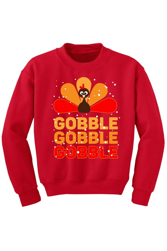 Happy Thanksgiving Day Youth Sweatshirt for Boys Girls Gobble Turkey Crewneck Tops for Kids