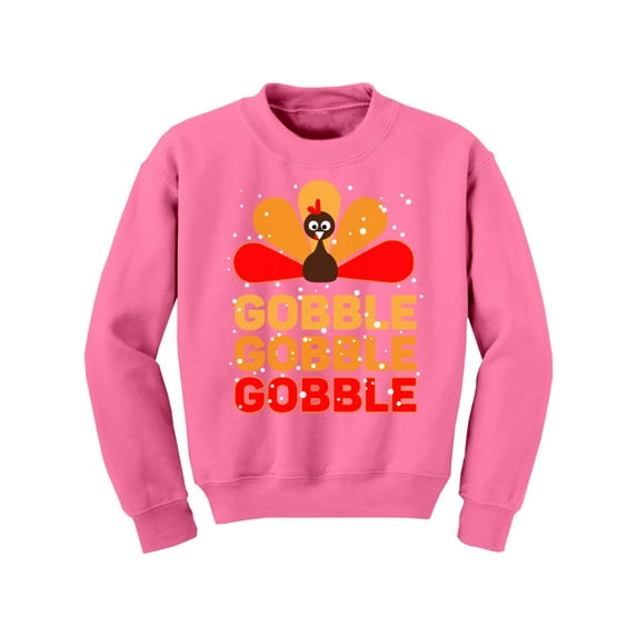 Awkward Styles Happy Thanksgiving Day Youth Sweatshirt for Boys Girls Gobble Turkey Crewneck Tops for Kids