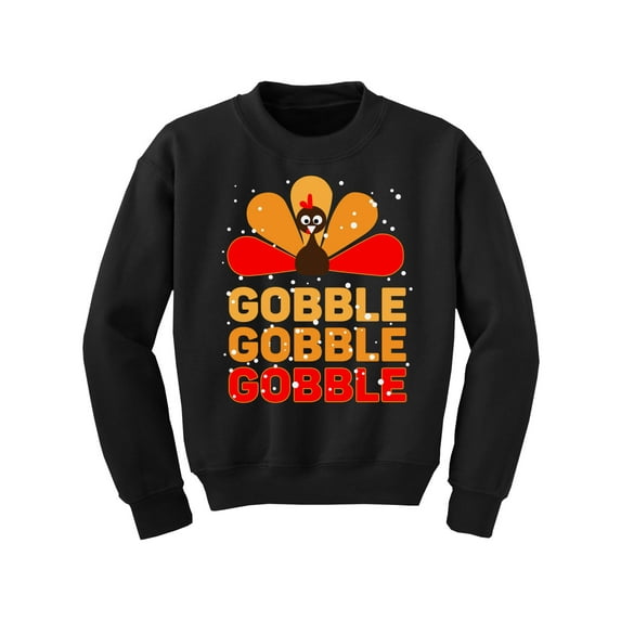 Awkward Styles Happy Thanksgiving Day Youth Sweatshirt for Boys Girls Gobble Turkey Crewneck Tops for Kids
