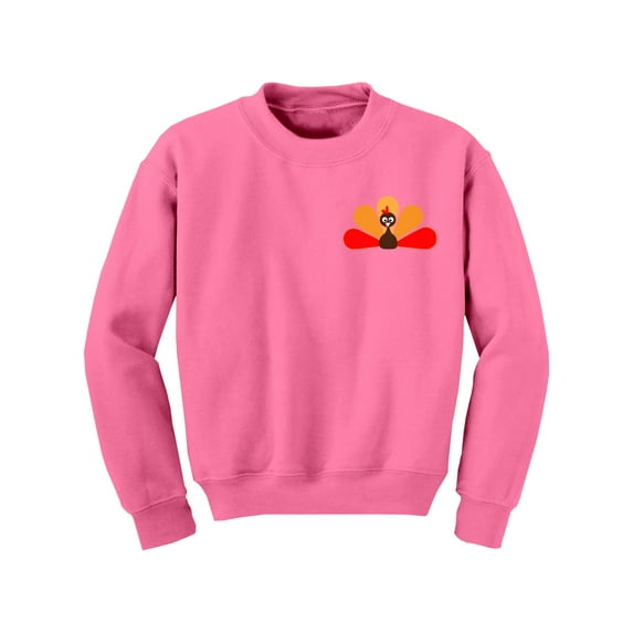 Awkward Styles Happy Thanksgiving Day Youth Sweatshirt for Girls Boys Turkey Crewneck Tops for Kids Pocket Print