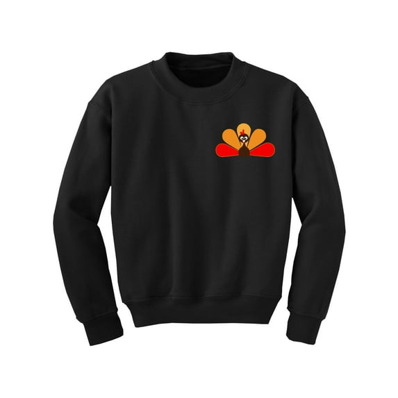 Awkward Styles Happy Thanksgiving Day Youth Sweatshirt for Girls Boys Turkey Crewneck Tops for Kids Pocket Print