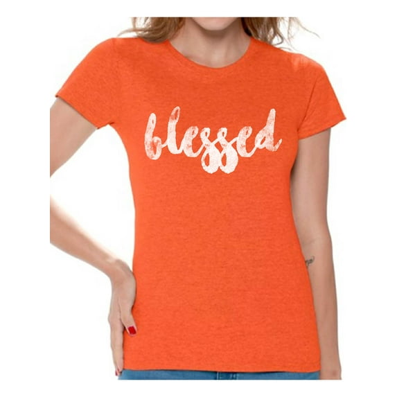 Awkward Styles Happy Thanksgiving T-Shirt Blessed Shirts for Women