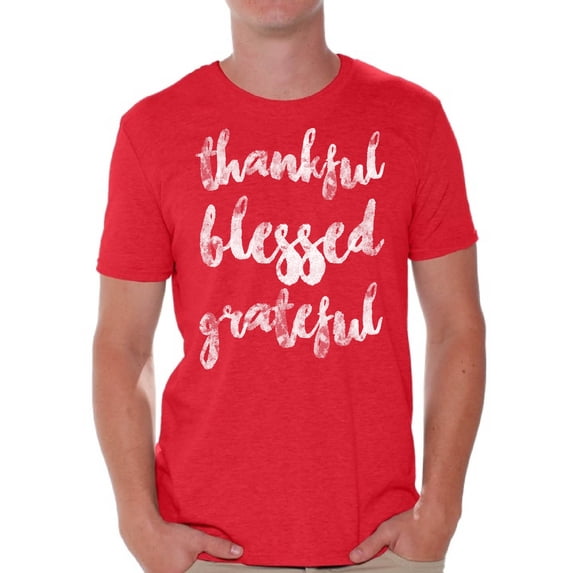Awkward Styles Happy Thanksgiving T-Shirt Thankful Blessed Grateful Shirts for Men