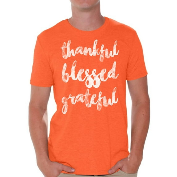 Awkward Styles Happy Thanksgiving T-Shirt Thankful Blessed Grateful Shirts for Men