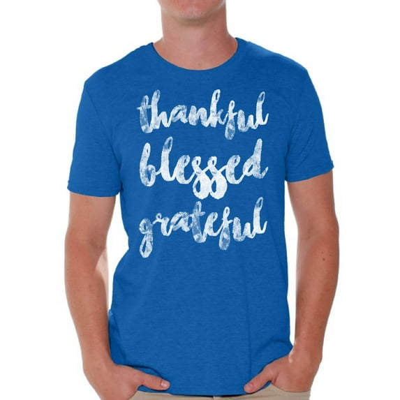 Awkward Styles Happy Thanksgiving T-Shirt Thankful Blessed Grateful Shirts for Men