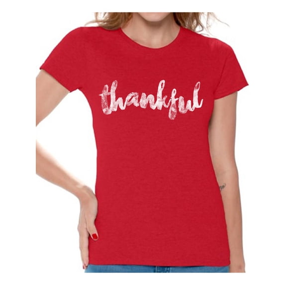 Awkward Styles Happy Thanksgiving T-Shirt Thankful Shirts for Women