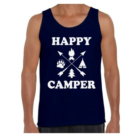 Awkward Styles Happy Tops for Men Happy Camper Men's Tank Top Camping T-Shirt for Him Happy Camper Tank Top for Boyfriend Camping Lovers Gifts Camper Tank Top for Dad Happy Camper Shirt for Men