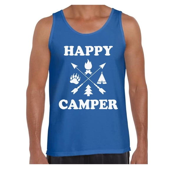 Awkward Styles Happy Tops for Men Happy Camper Men's Tank Top Camping T-Shirt for Him Happy Camper Tank Top for Boyfriend Camping Lovers Gifts Camper Tank Top for Dad Happy Camper Shirt for Men