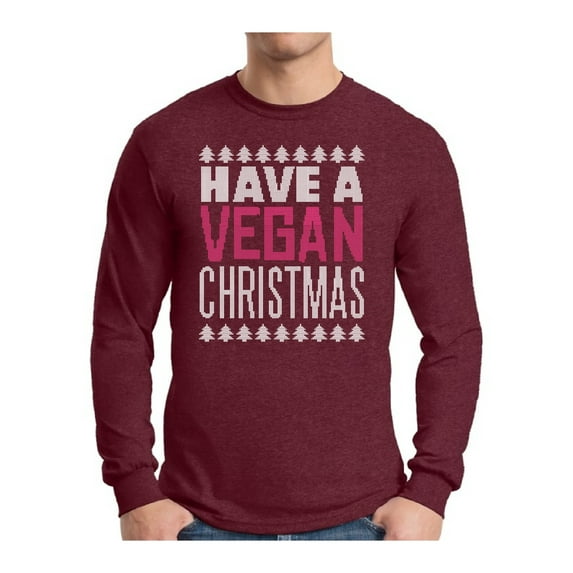 Awkward Styles Have A Vegan Christmas Xmas Sweater Long Sleeve T-Shirt for Men