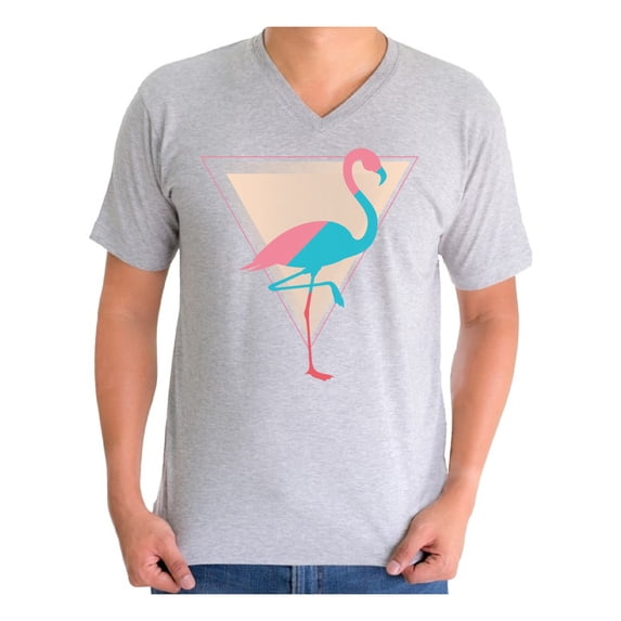 Awkward Styles Hawaiian Shirts Flamingo V Neck Shirt for Men Pink Flamingos Vneck Shirt Summer Shirt for Him Vacation T-shirt Beach Shirt for Dad Beach Outfit Summer T-shirt for Men Pink Shirt for Him