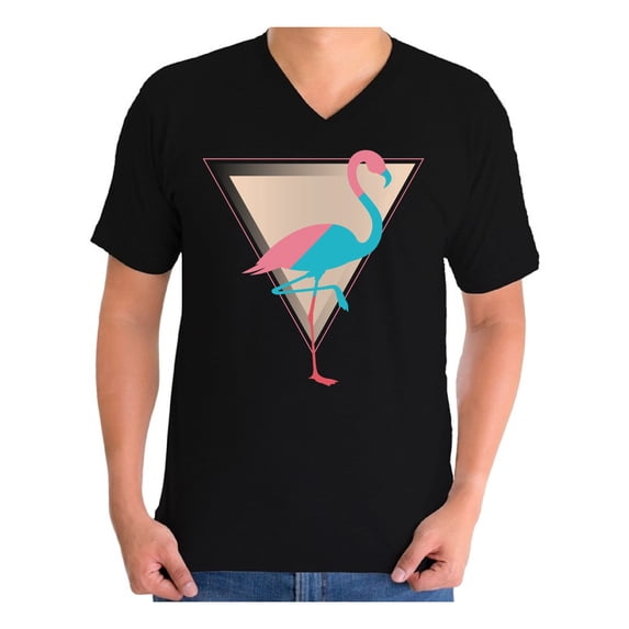 Awkward Styles Hawaiian Shirts Flamingo V Neck Shirt for Men Pink Flamingos Vneck Shirt Summer Shirt for Him Vacation T-shirt Beach Shirt for Dad Beach Outfit Summer T-shirt for Men Pink Shirt for Him