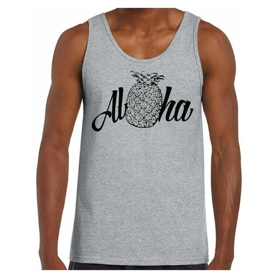 Awkward Styles Hawaiian Tanks for Men Aloha Men's Tank Top Aloha T Shirt for Him Hawaiian Clothes Pineapple T-shirt Beach Shirts for Dad Beach Outfit Summer T-shirt for Men Hawaiian Shirt Collection