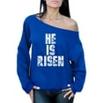 thumbnail image 1 of Awkward Styles He Is Risen Off Shoulder Sweatshirt Christian Oversized Sweater for Women Happy Easter Gifts for Her Bible Verse Matthew 28:6 Easter Jesus Off The Shoulder Top for Women Christian Gifts, 1 of 4
