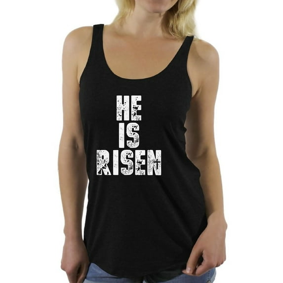 Awkward Styles He is Risen Racerback Tank Top for Women Christian Clothes for Ladies Following Jesus Womens Racerback Tank Top Jesus Clothing Jesus Tanks T Shirt for Her He is Risen Ladies Shirt