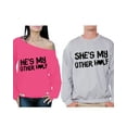 thumbnail image 1 of Awkward Styles He's My Other Half She's My Other Half Couple Sweatshirts Matching Couple Sweaters Valentine's Day Love Gifts for Couple He's My Half Off the Shoulder Sweatshirt She's My Half Sweater, 1 of 5