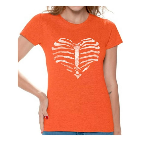 Awkward Styles Heart Ribcage T-Shirt Tops skull shirts womens skull shirts day of the dead costume t shirt dia de Los Muertos costume t shirt sugar skull candy skull costume t shirt skull for women