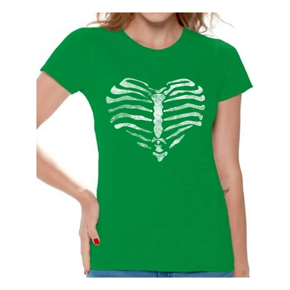 Awkward Styles Heart Ribcage T-Shirt Tops skull shirts womens skull shirts day of the dead costume t shirt dia de Los Muertos costume t shirt sugar skull candy skull costume t shirt skull for women