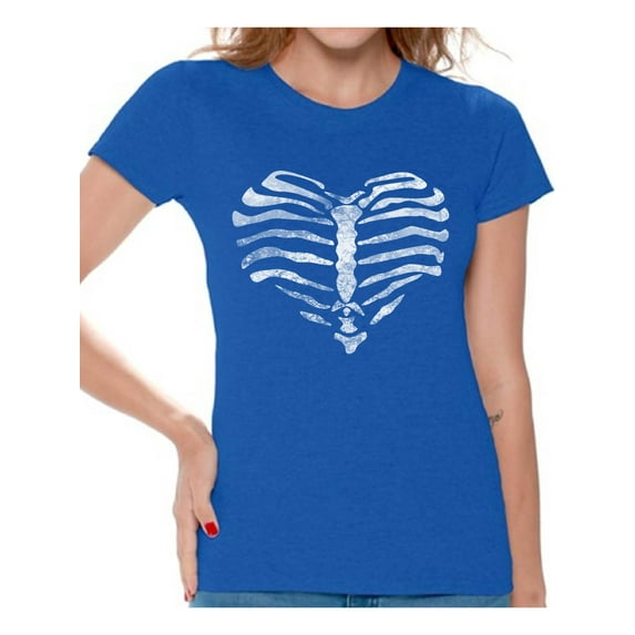 Awkward Styles Heart Ribcage T-Shirt Tops skull shirts womens skull shirts day of the dead costume t shirt dia de Los Muertos costume t shirt sugar skull candy skull costume t shirt skull for women