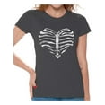 thumbnail image 1 of Awkward Styles Heart Ribcage T-Shirt Tops skull shirts womens skull shirts day of the dead costume t shirt dia de Los Muertos costume t shirt sugar skull candy skull costume t shirt skull for women, 1 of 4