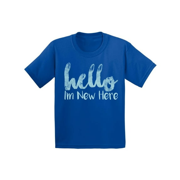 Awkward Styles Hello I am New Here Infant Shirt I am New Here T Shirt I'm New Girls Shirts Girls Romper Blue Outfit for Baby Kids Cute T-Shirts Lovely Baby Girl Shirts Kids Birthday Gifts Boys Outfit