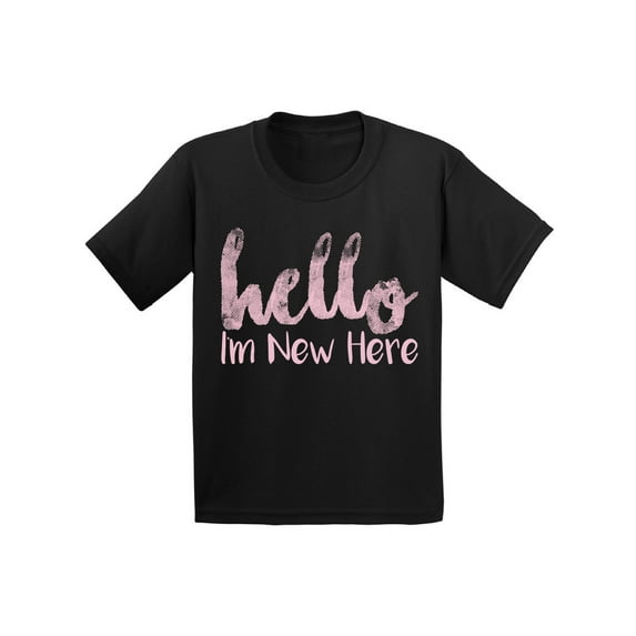 Awkward Styles Hello I am New Here Infant Shirt I am New Here T Shirt I'm New Girls Shirts Girls Romper Pink Outfit for Baby Kids Cute T-Shirts Lovely Baby Girl Shirts Kids Birthday Gifts Boys Outfit