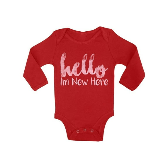 Awkward Styles Hello I am New Here One Piece I am New Here Romper I'm New Romper Girls Romper Pink One Piece Long Sleeve Baby Romper Lovely Baby Boy Romper Newborn Kids Birthday Gifts Girls Outfits