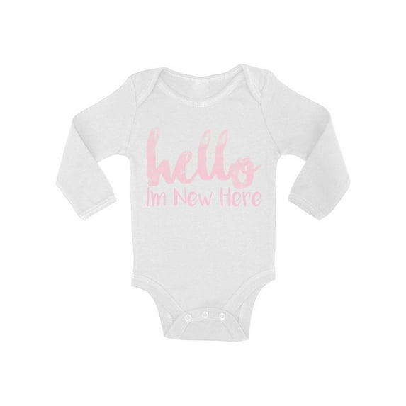 Awkward Styles Hello I am New Here One Piece I am New Here Romper I'm New Romper Girls Romper Pink One Piece Long Sleeve Baby Romper Lovely Baby Boy Romper Newborn Kids Birthday Gifts Girls Outfits