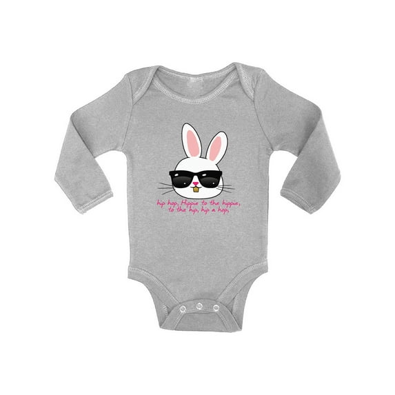 Awkward Styles Hip Hop Easter Bunny Baby Bodysuit Long Sleeve Cool Easter Bunny One Piece Top Easter Gifts for Baby First Easter Outfit Easter Holiday Bodysuit for Baby Easter Bunny With Shades Top