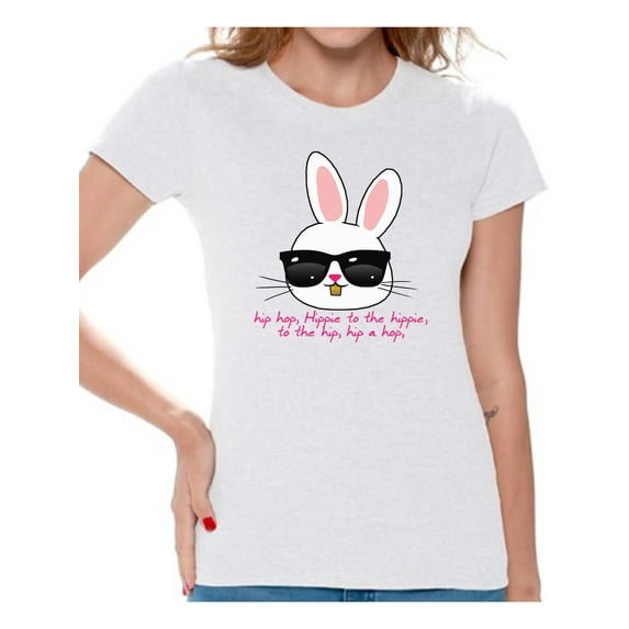 Awkward Styles Hip Hop Easter Bunny Shirt Easter T Shirt Women Easter Bunny Tshirt Easter Gifts for Her Easter Holiday Party Happy Easter Shirts Funny Easter Bunny Tshirt Cool Easter Bunny Shirt