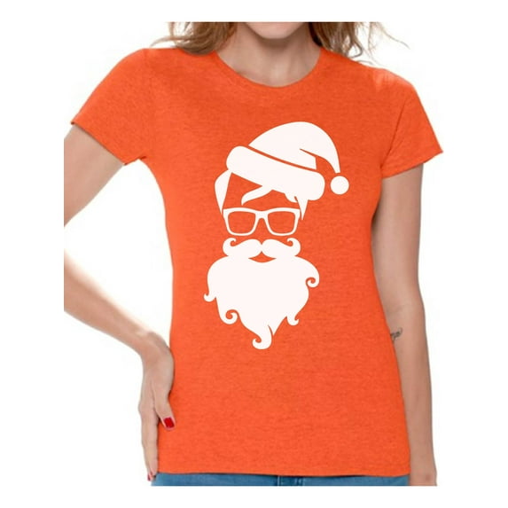 Awkward Styles Hipster Santa Shirt Christmas T Shirts for Women Hipster Santa Claus with Glasses Women's Holiday Top Funny Santa Claus Shirt Xmas Gifts for Her Christmas Holiday Party Hipster Shirt