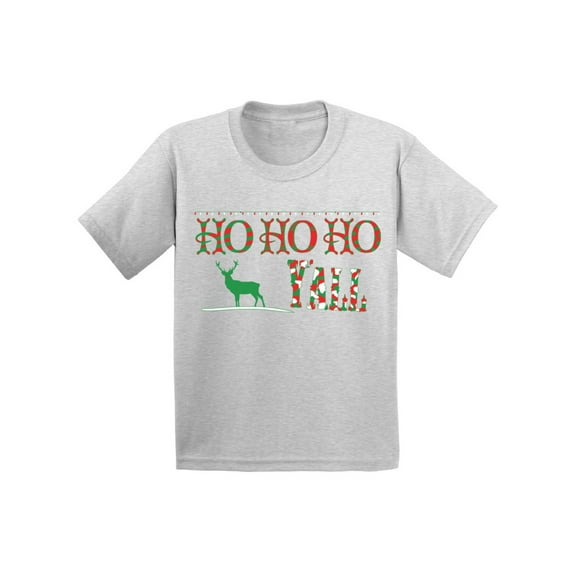 Awkward Styles Ho Ho Ho Yall Christmas Shirts for Kids Xmas Reindeer Christmas Shirts for Boys Christmas Shirts for Girls Holiday T-Shirt Youth Christmas Tee Funny Kid's Christmas Holiday Shirt