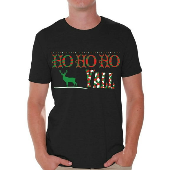 Awkward Styles Ho Ho Ho Yall Christmas Tshirts for Men Xmas Reindeer Holiday Shirt Christmas T-Shirt Funny Tacky Party Holiday Top Ho Ho Ho Men's Christmas Shirt Xmas Holidays Tee