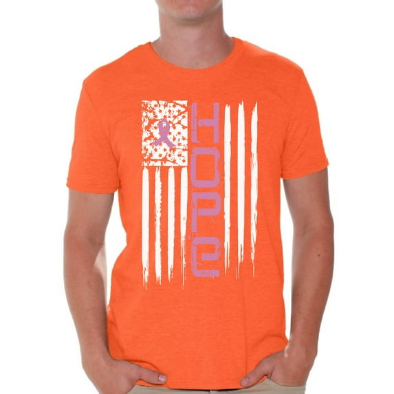 Awkward Styles Hope American Flag Tshirt Pink Ribbon Shirt Breast Cancer Awareness Shirts for Men Support Gifts for Cancer Survivor Breast Cancer Tshirt Pink Gifts for Him Pink Ribbon Hope T Shirt