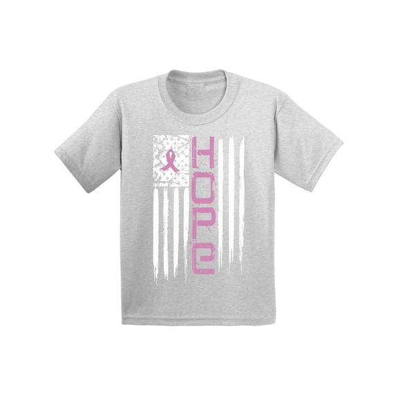 Awkward Styles Hope American Flag Tshirt Pink Ribbon Youth Shirt Breast Cancer Awareness Shirts for Kids Support Gifts for Cancer Survivor Breast Cancer Tshirt Pink Gifts for Kids Pink Ribbon Hope