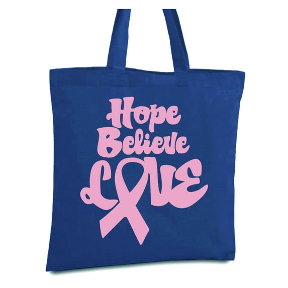 Awkward Styles Hope Believe Love Tote Bag Breast Cancer Awareness Canvas Tote Bag Pink Ribbon Reusable Cloth Bag Funny Cancer Survivor Book Bag Gifts for Cancer Warrior Breast Cancer Shopper Bags
