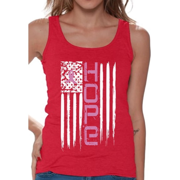 Awkward Styles Hope Flag Tank Top for Women Pink Ribbon Pink Tank Top Cancer Tanks Breast Cancer Awareness Shirts for Women Breast Cancer Gifts for Cancer Survivor Top
