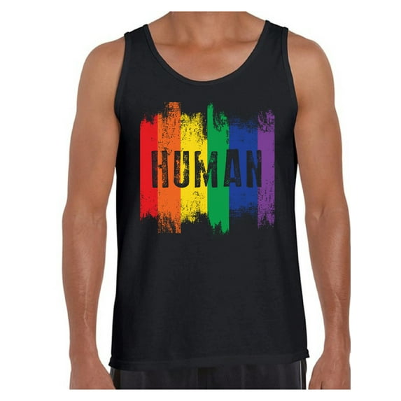 Awkward Styles Human Tank Top for Him Gay Pride Flag Tanks for Him Human Shirt for Friend Rainbow T Shirt LGBTQ Clothing Gay Rights Gay Mens Shirt Gay Flag T Shirt Rainbow Gay T Shirt Cute Mens Tshirt