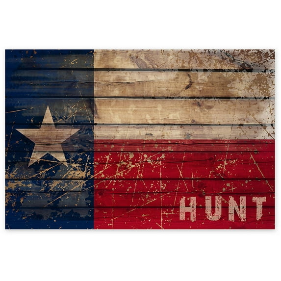 Awkward Styles Hunt Poster Wall Art TX Flag Digital Art TX Poster Decor Hunt Souvenirs Hunt Flag Printed Art Lone Star Picture Home Office Decor The Lone Star State Flag Hunt Texas Unframed Picture