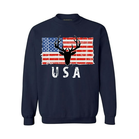 Awkward Styles Hunting Deer USA Crewneck 4th of July Gifts Vintage USA Men Women Sweater Love USA Patriotic Sweatshirt for Men 4th of July Party Patriotic Sweatshirt for Women Patriotic Gifts