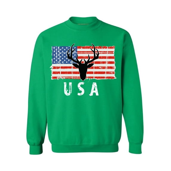 Awkward Styles Hunting Deer USA Crewneck 4th of July Gifts Vintage USA Men Women Sweater Love USA Patriotic Sweatshirt for Men 4th of July Party Patriotic Sweatshirt for Women Patriotic Gifts