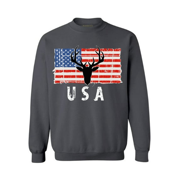 Awkward Styles Hunting Deer USA Crewneck 4th of July Gifts Vintage USA Men Women Sweater Love USA Patriotic Sweatshirt for Men 4th of July Party Patriotic Sweatshirt for Women Patriotic Gifts