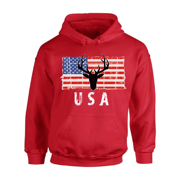 Awkward Styles Hunting Deer USA Hoodie I'm American USA Men Women Hooded Sweatshirt Proud American 4th of July Hooded Sweater for Men Red White and Blue 4th of July Hooded Sweater for Women