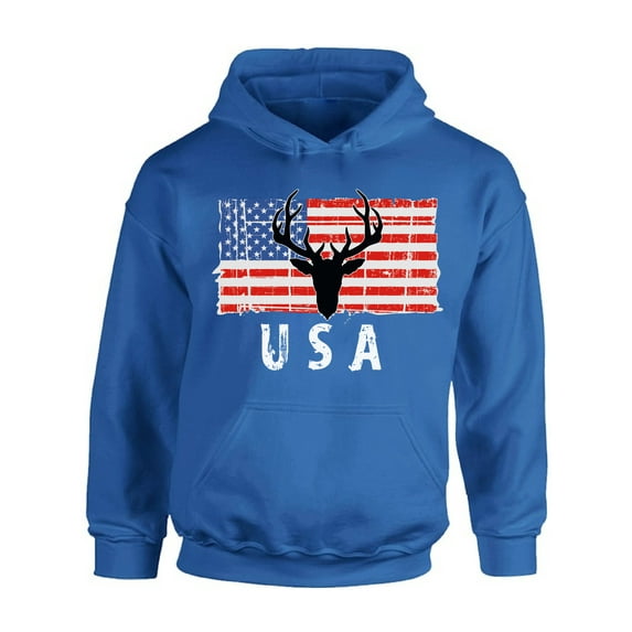 Awkward Styles Hunting Deer USA Hoodie I'm American USA Men Women Hooded Sweatshirt Proud American 4th of July Hooded Sweater for Men Red White and Blue 4th of July Hooded Sweater for Women
